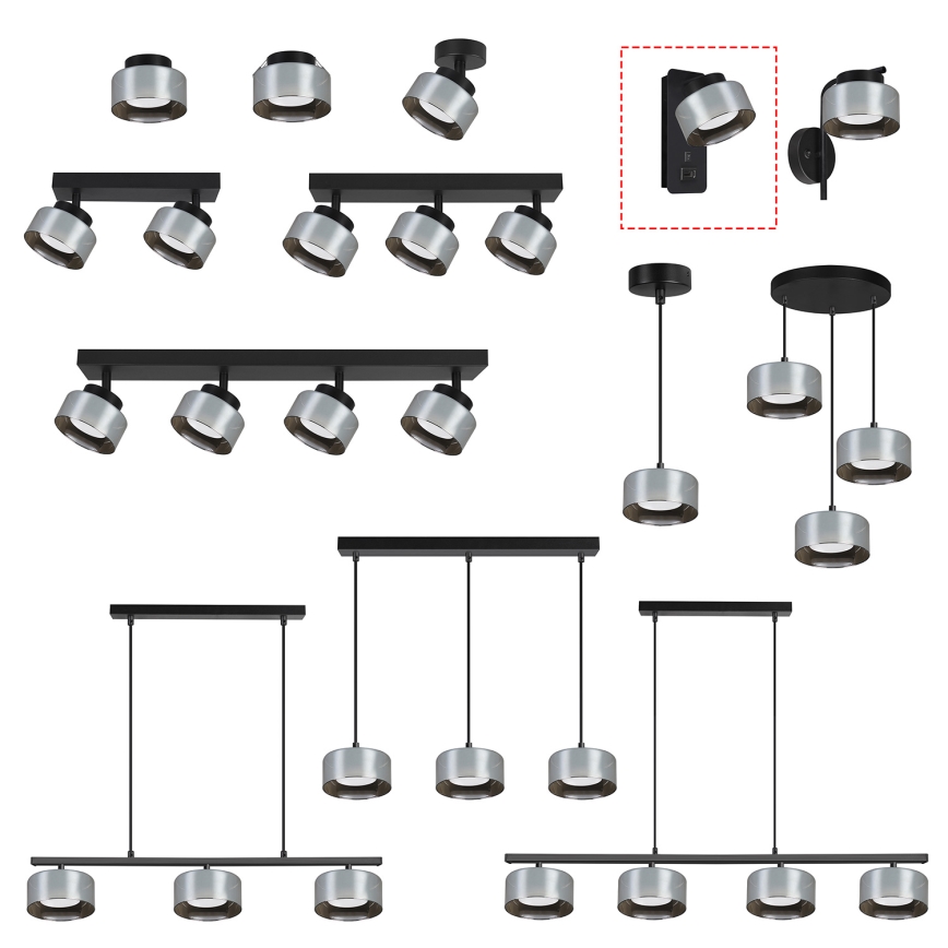 Brilagi - LED Seinavalgusti USB-pordiga AURA LUX 1xGX53/30W/230V must/suitsune