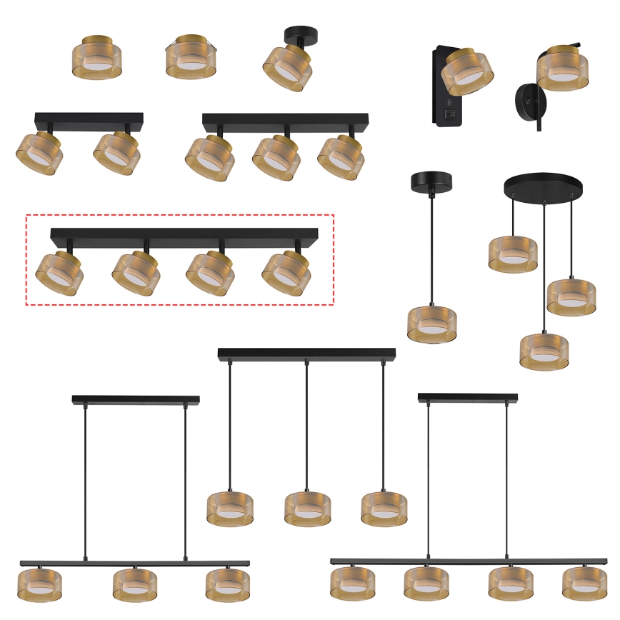 Brilagi - LED Spottvalgusti AURA LUX 4xGX53/30W/230V must/kuldne