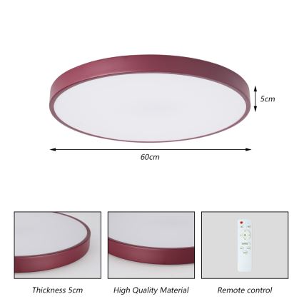 Brilagi - Hämardatav LED-laelamp POOL LED/60W/230V 3000-6000K läbimõõt 60 cm burgundipunane + kaugjuhtimispult
