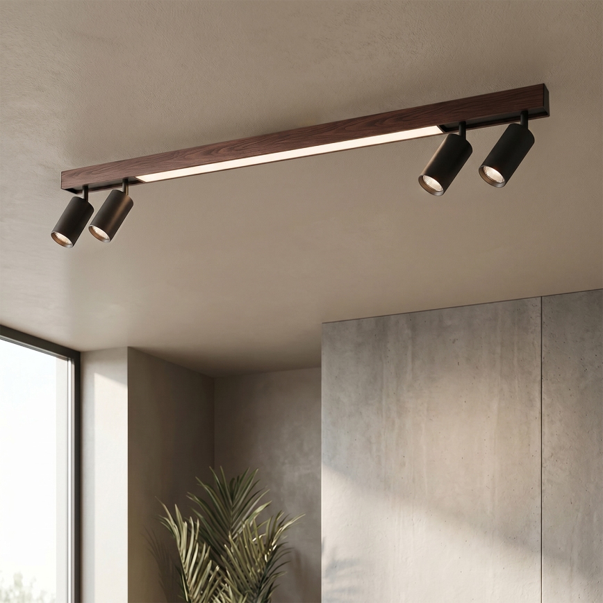 BRILAGI - LED suunavalgusti SELE 4xGU10/30W/230V + LED/25W must/kirsiviimistlus