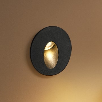 Brilagi - LED süvistatav välisvalgusti STAIRDOT LED/2W/230V must IP65 ümmargune