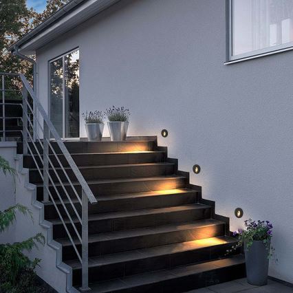 Brilagi - LED süvistatav välisvalgusti STAIRDOT LED/2W/230V must IP65 ümmargune