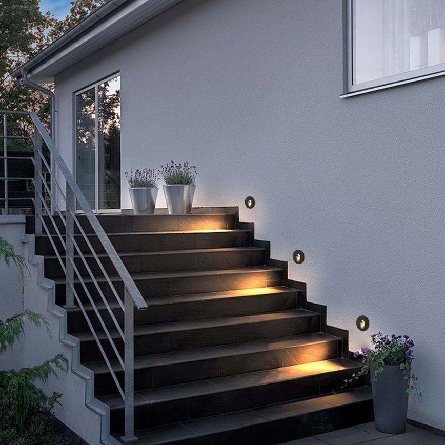 Brilagi - LED süvistatav välisvalgusti STAIRDOT LED/2W/230V must IP65 ümmargune
