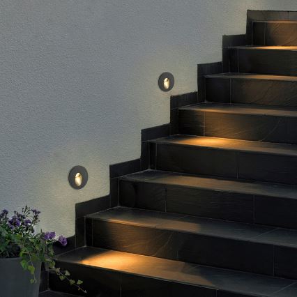 Brilagi - LED süvistatav välisvalgusti STAIRDOT LED/2W/230V must IP65 ümmargune