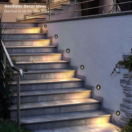 Brilagi - LED süvistatav välisvalgusti STAIRDOT LED/2W/230V must IP65 ümmargune