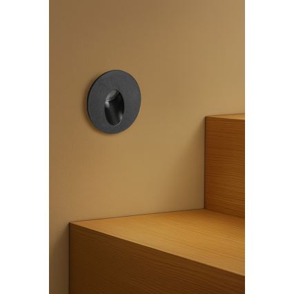 Brilagi - LED süvistatav välisvalgusti STAIRDOT LED/2W/230V must IP65 ümmargune