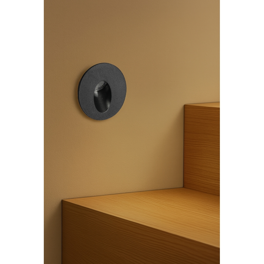 Brilagi - LED süvistatav välisvalgusti STAIRDOT LED/2W/230V must IP65 ümmargune