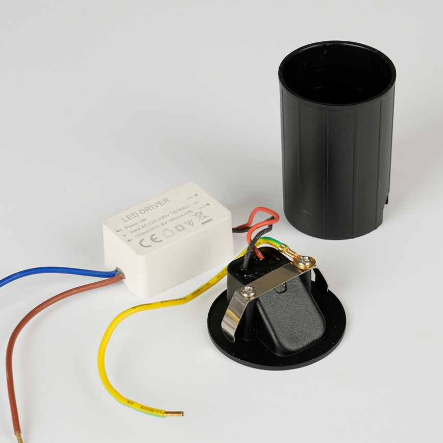 Brilagi - LED süvistatav välisvalgusti STAIRDOT LED/2W/230V must IP65 ümmargune