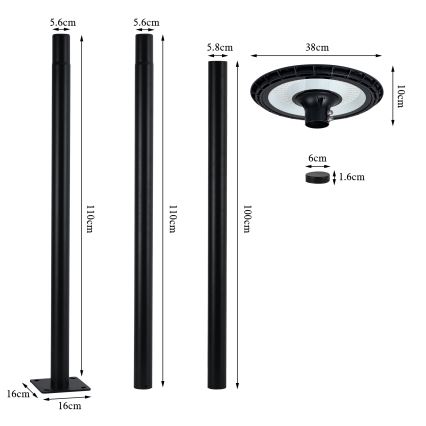 Brilagi - LED Tänavalamp URBANSPARK LED/120W/230V must IP65