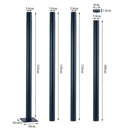 Brilagi - LED välisvalgusti (tänavavalgusti) koos 4 m postiga URBANSPARK LED/120W/230V antratsiit IP65