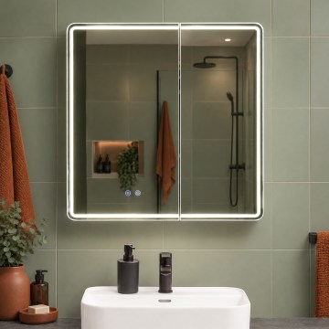 BRILAGI - LED-taustvalgustusega peegliga vannitoakapp NOTO DOUBLE 77x70 cm