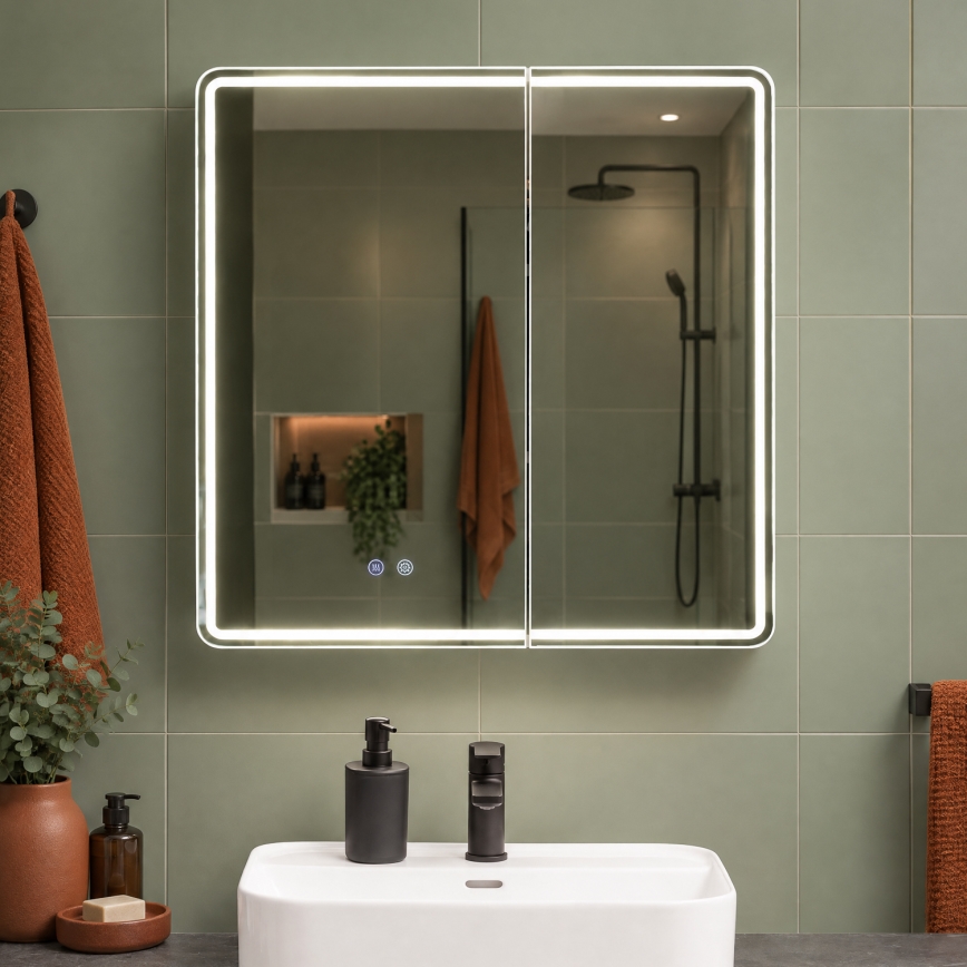 BRILAGI - LED-taustvalgustusega peegliga vannitoakapp NOTO DOUBLE 78x70 cm