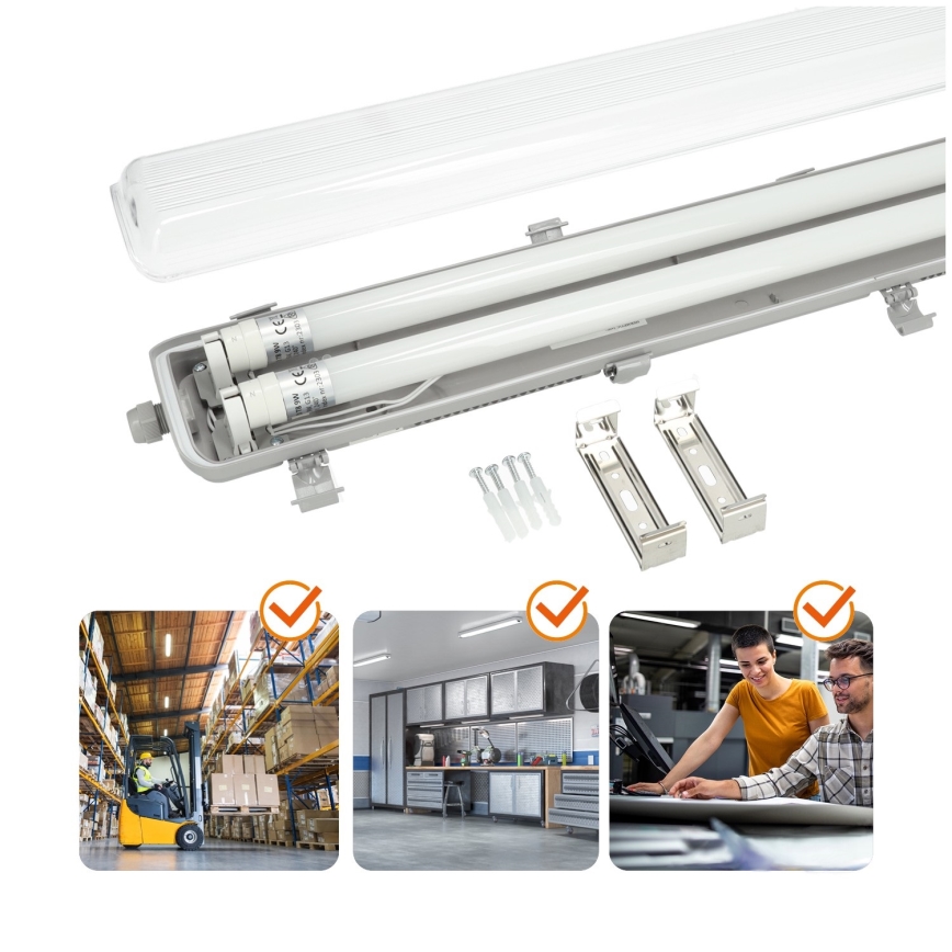 BRILAGI - LED tehniline tolmukindel toruvalgusti OPTIMA T8 2xG13/18W/230V 4000K IP65 128 cm