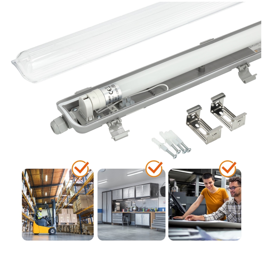 BRILAGI - LED-tehniline tolmukindel toruvalgusti OPTIMA T8 1xG13/18W/230V 4000K IP65 128 cm