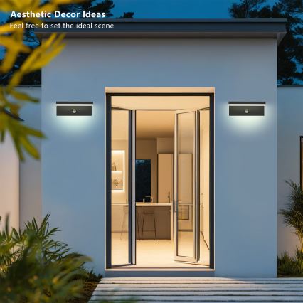 Brilagi - TESSI LED-välisseinalamp liikumisanduriga LED/10W/230V, must, IP54