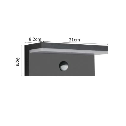 Brilagi - TESSI LED-välisseinalamp liikumisanduriga LED/10W/230V, must, IP54