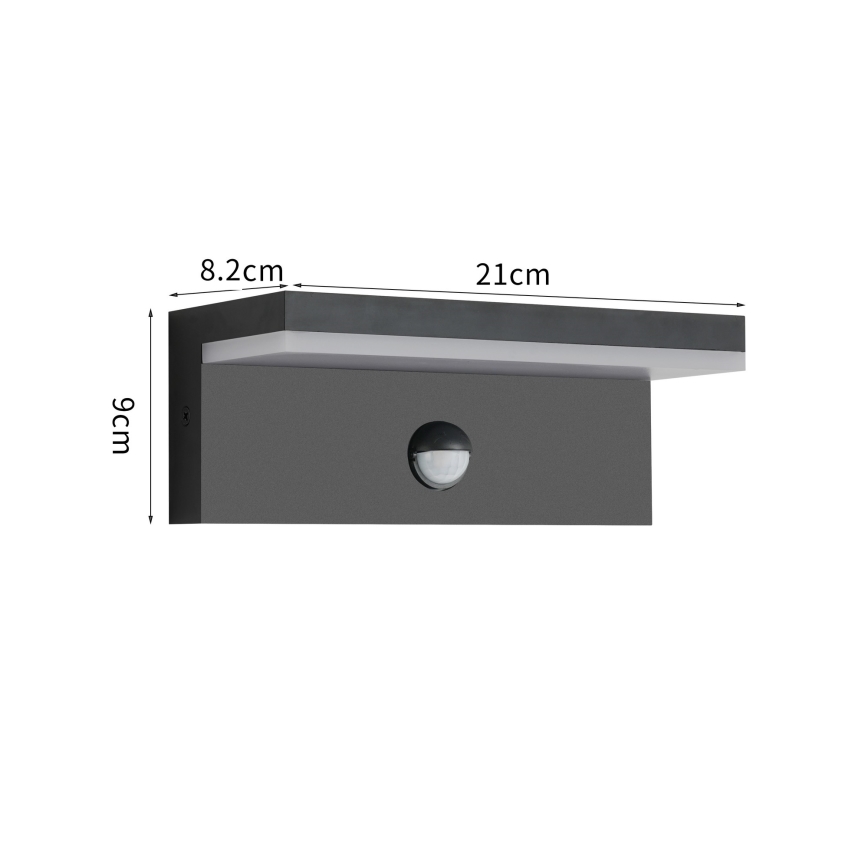 Brilagi - TESSI LED-välisseinalamp liikumisanduriga LED/10W/230V, must, IP54