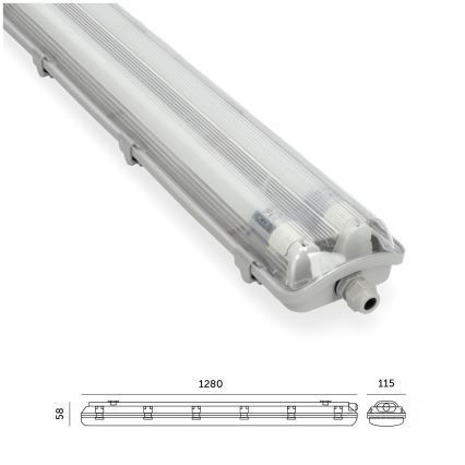 Brilagi - LED Tööstuslik luminofoorvalgusti OPTIMA T8 2xG13/18W/230V 6500K IP65 128 cm