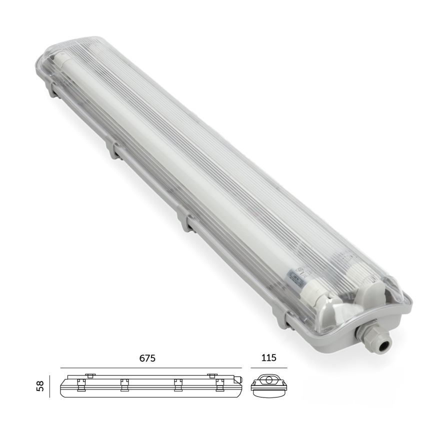 Brilagi - LED Tööstuslik luminofoorvalgusti OPTIMA T8 2xG13/9W/230V 4000K IP65 67,5 cm