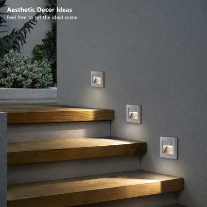 Brilagi - LED trepivalgusti anduriga STEP LIGHT LED/1,5W/230V IP44 hõbedane