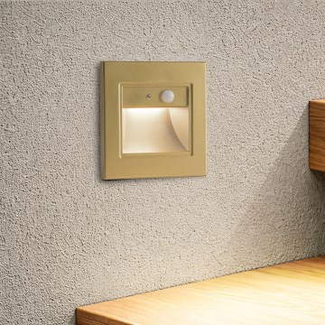 Brilagi - LED-trepi valgusti anduriga STEP LIGHT LED/1,5W/230V IP44 kuldne