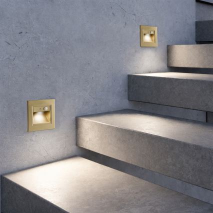 Brilagi - LED-trepi valgusti anduriga STEP LIGHT LED/1,5W/230V IP44 kuldne