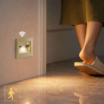 Brilagi - LED-trepi valgusti anduriga STEP LIGHT LED/1,5W/230V IP44 kuldne