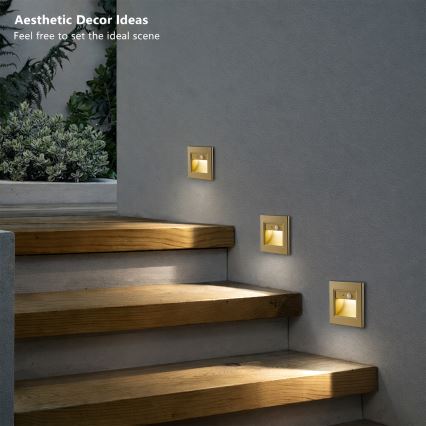 Brilagi - LED-trepi valgusti anduriga STEP LIGHT LED/1,5W/230V IP44 kuldne
