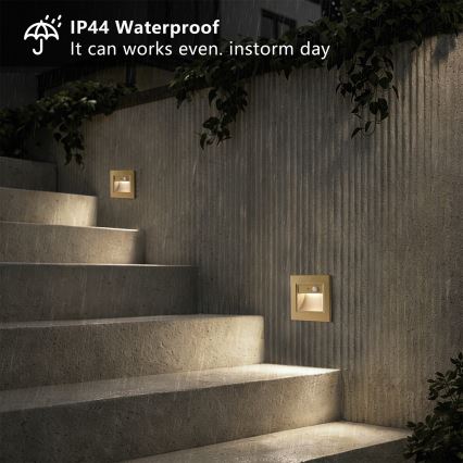 Brilagi - LED-trepi valgusti anduriga STEP LIGHT LED/1,5W/230V IP44 kuldne