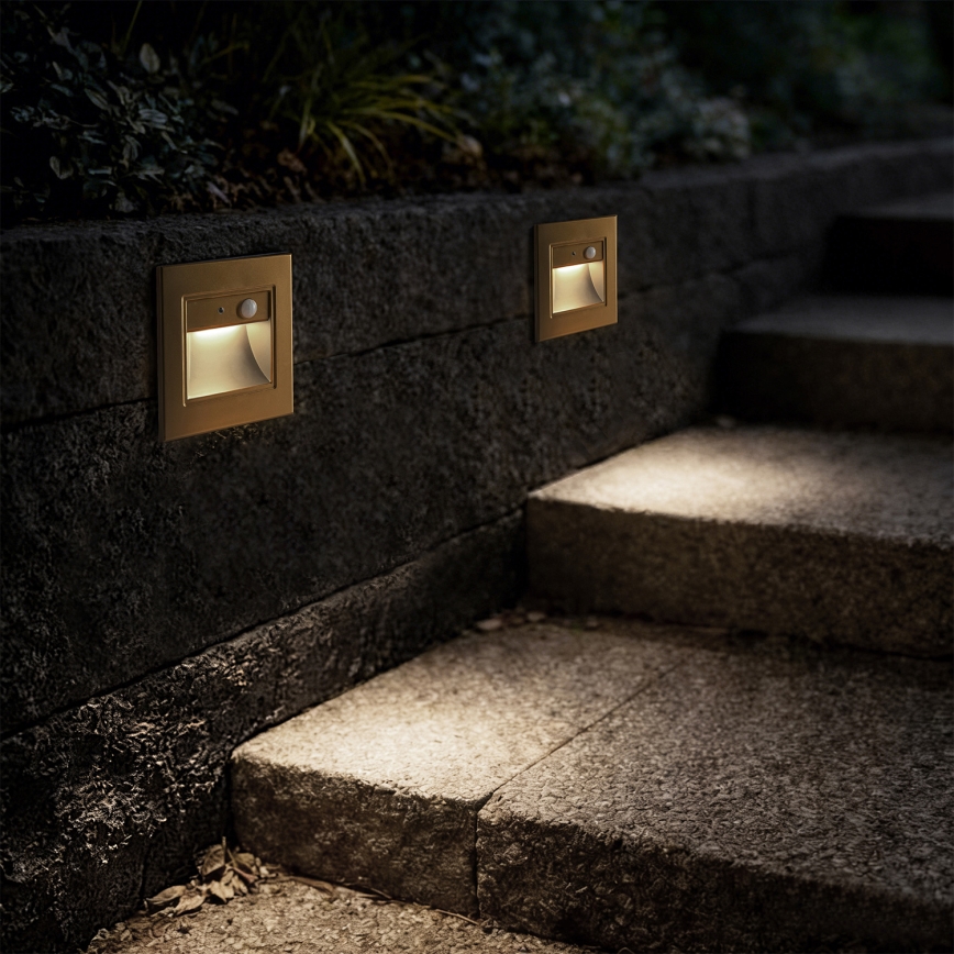 Brilagi - LED-trepi valgusti anduriga STEP LIGHT LED/1,5W/230V IP44 kuldne