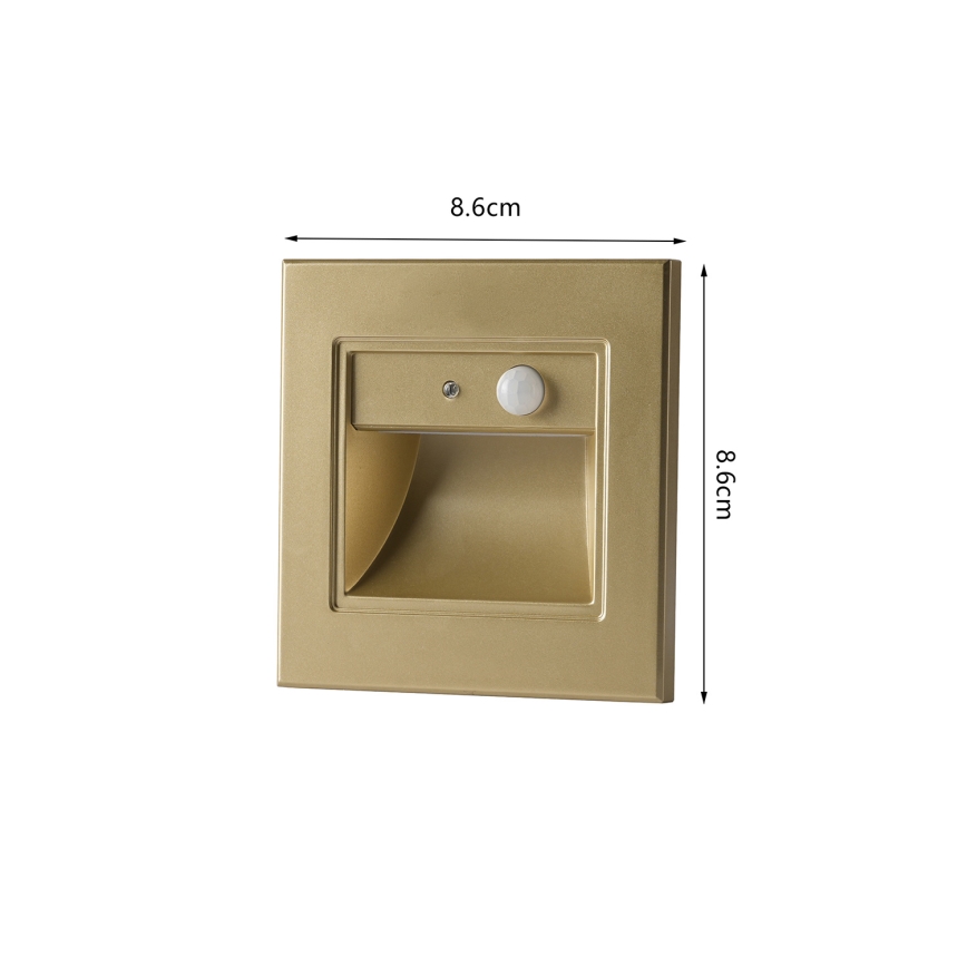 Brilagi - LED-trepi valgusti anduriga STEP LIGHT LED/1,5W/230V IP44 kuldne