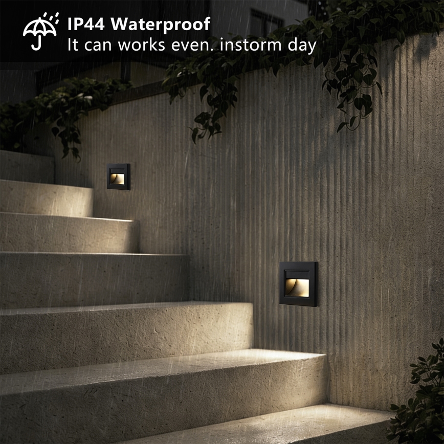 Brilagi - LED-trepiastme valgusti STEP LIGHT LED/1,5W/230V IP44 must