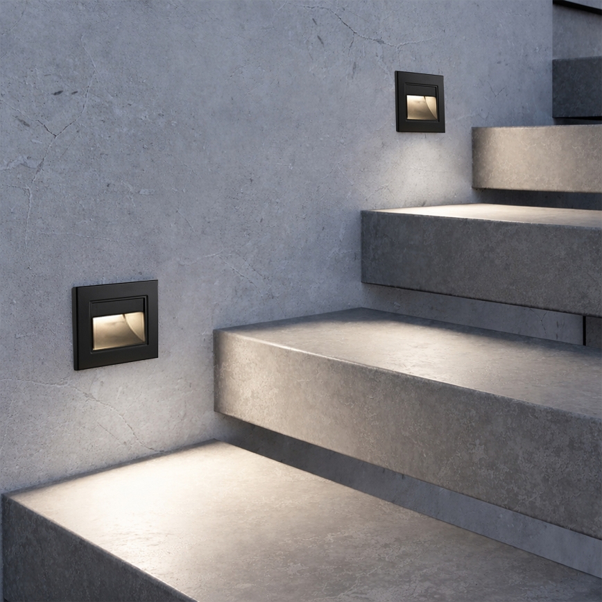 Brilagi - LED-trepiastme valgusti STEP LIGHT LED/1,5W/230V IP44 must