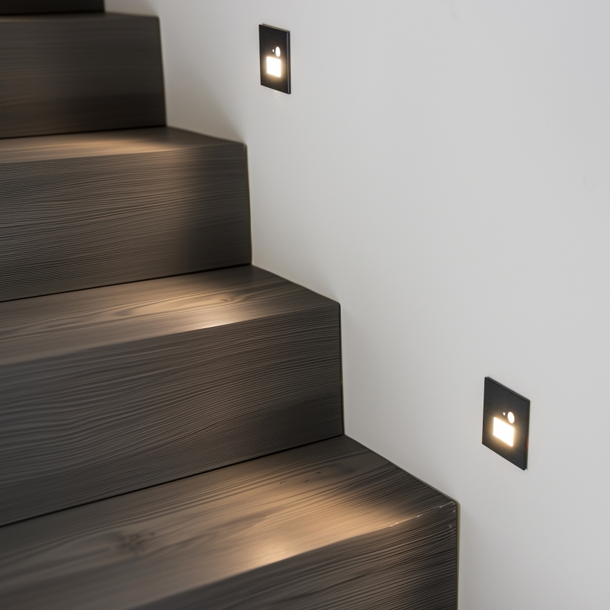 Brilagi - LED Trepivalgusti koos liikumisanduriga JACK LED/1,5W/230V 3000K/4000K/6500K must
