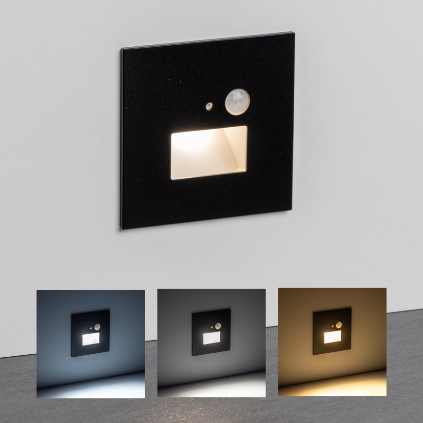 Brilagi - LED-trepivalgusti liikumis- ja hämaruseanduriga JACK LED/1,5W/230V 3000/4000/6500K must