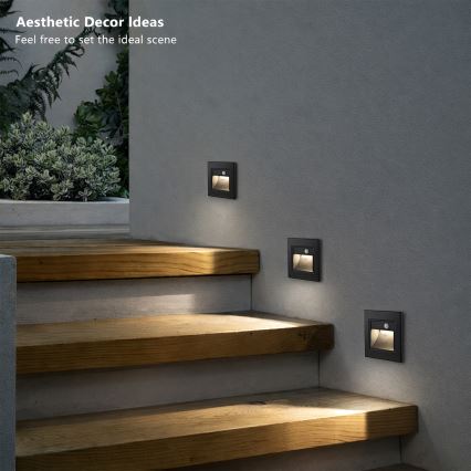 Brilagi - LED trepivalgusti anduriga STEP LIGHT LED/1,5W/230V IP44 must