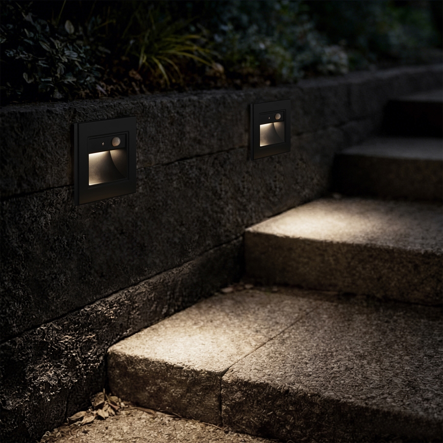 Brilagi - LED trepivalgusti anduriga STEP LIGHT LED/1,5W/230V IP44 must
