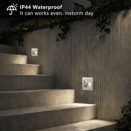 Brilagi - LED-trepivalgusti STEP LIGHT LED/1,5W/230V IP44 hõbedane