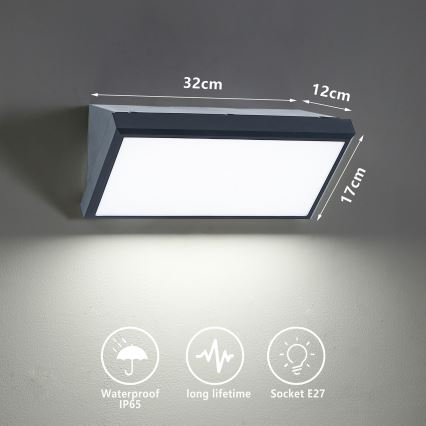 Brilagi - LED hämardatav välisseinavalgusti TRIANGLE 1xE27/6W/230V 2700-6500K IP65 antratsiit