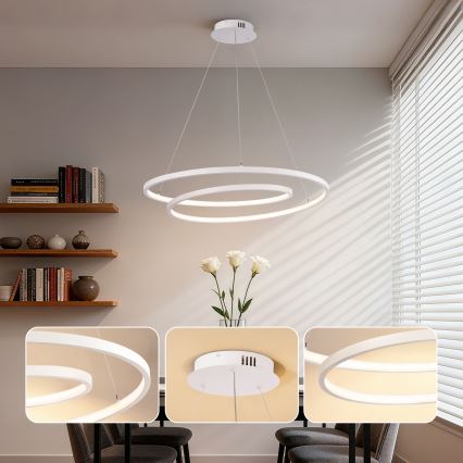 Brilagi - LED hämardatav rippvalgusti kaabliga TWISTER LED/75W/230V 3000-6000K diameeter 70 cm valge + kaugjuhtimispult