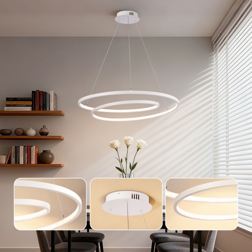 Brilagi - LED hämardatav rippvalgusti kaabliga TWISTER LED/75W/230V 3000-6000K diameeter 70 cm valge + kaugjuhtimispult