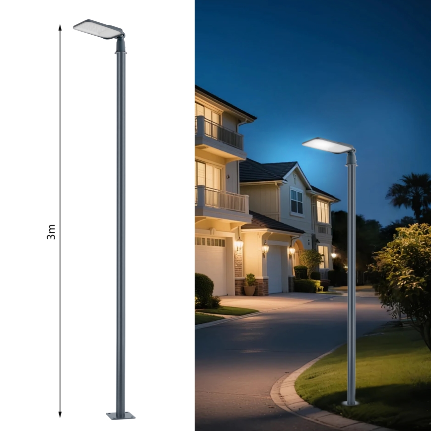 Brilagi - URBANLIGHT LED/100W/230V väline tänavavalgusti koos 3 m postiga ja liigendiga, antratsiit, IP65