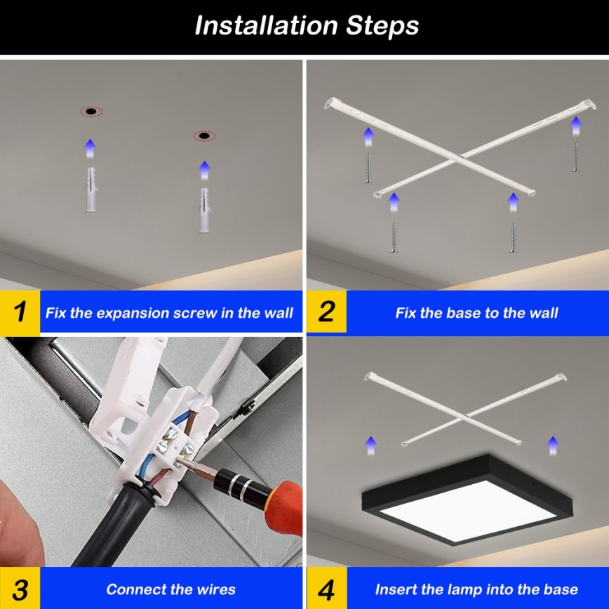 Brilagi - LED Laevalgusti vannituppa FRAME LED/24W/230V 30x30 cm 3000/4000/6000K IP44 must