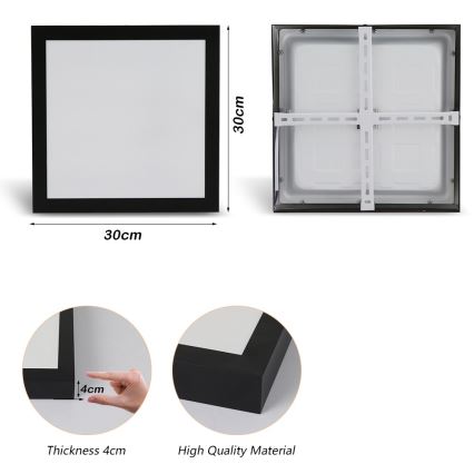 Brilagi - LED Laevalgusti vannituppa FRAME LED/24W/230V 3000/4000/6000K IP44 must