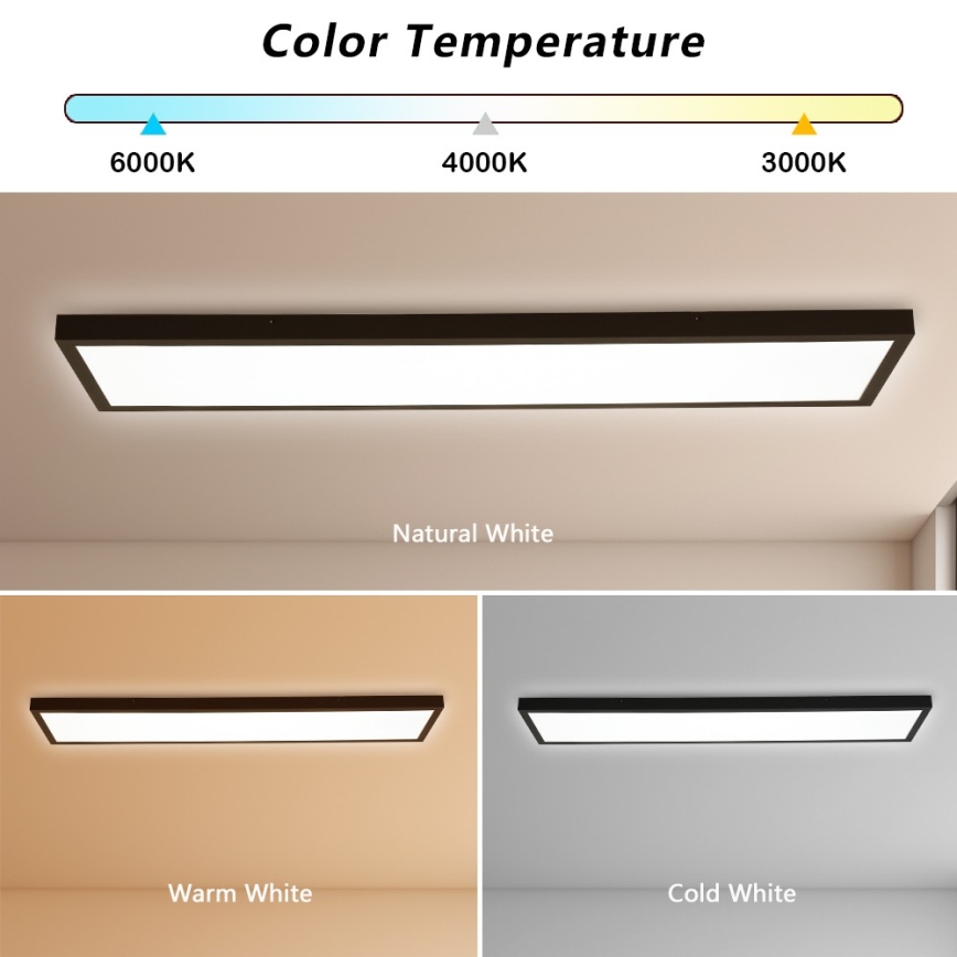 Brilagi - LED Laevalgusti vannituppa FRAME LED/50W/230V 30x120 cm 3000/4000/6000K IP44 must