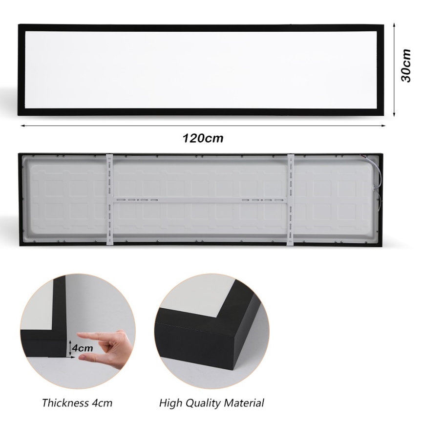 Brilagi - LED Laevalgusti vannituppa FRAME LED/50W/230V 30x120 cm 3000/4000/6000K IP44 must