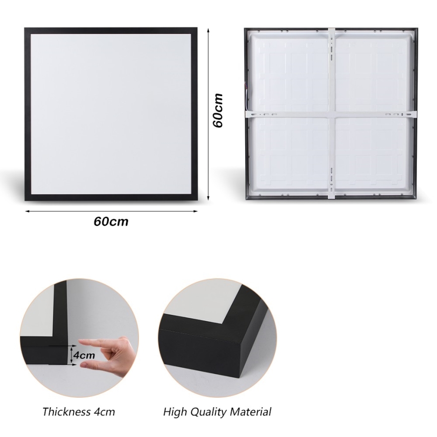Brilagi - LED Laevalgusti vannituppa FRAME LED/50W/230V 60x60 cm 3000/4000/6000K IP44 must
