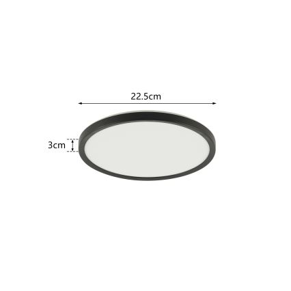 Brilagi - LED Laevalgusti vannituppa ULTRA SLIM LED/12W/230V d. 22,5 cm must IP54