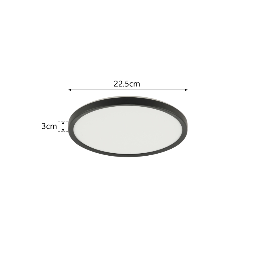 Brilagi - LED Laevalgusti vannituppa ULTRA SLIM LED/12W/230V d. 22,5 cm must IP54