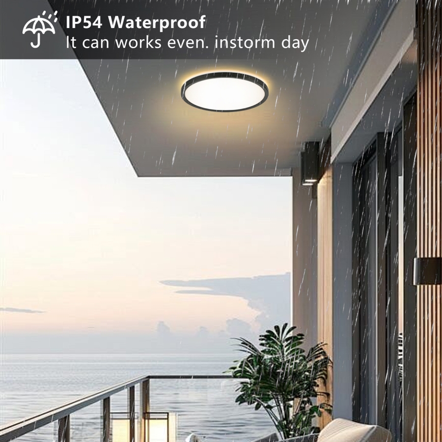 Brilagi - LED Laevalgusti vannituppa ULTRA SLIM LED/24W/230V d. 42 cm must IP54